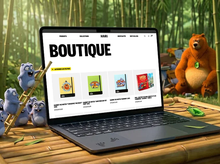 Boutique en ligne Hari Studios avec Grizzy et les Lemmings